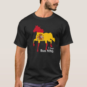 T-shirt Espagne, Cheval, drapeau espagnol & J'adore courir