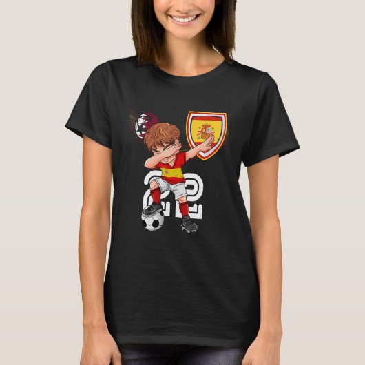 T-shirt Espagne Dabbing Soccer Boy Drapeau espagnol Footba (Devant)