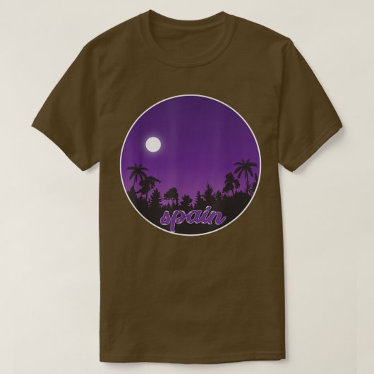 T-shirt espagne De nuit avec Palmes (Design devant)