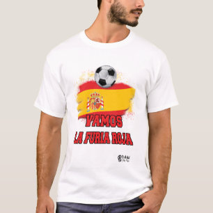 T-shirt Espagne Football Vamos La Furia Roja 3 Blanc