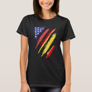 T-shirt Espagnol-Américain Patriot Cultivé Coeur Drapeaux