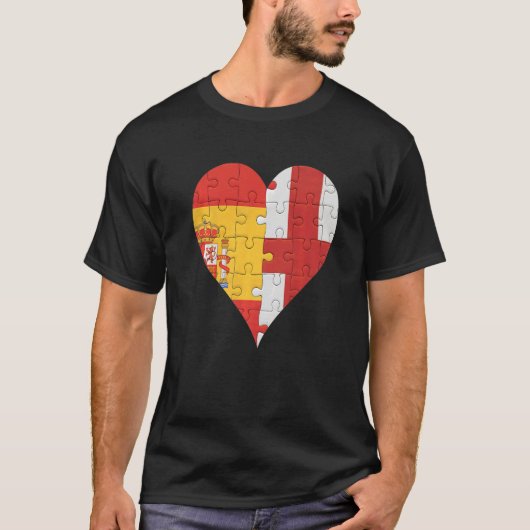 T-shirt Espagnol Anglais Flag Heart Premium (Devant)