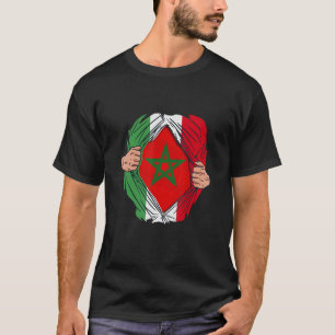 T-shirt Espagnol avec racines marocaines Maroc Drapeau ave