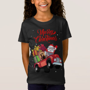 T-Shirt Espagnol Cocker Américain Avec Père Noël En Tr Rou