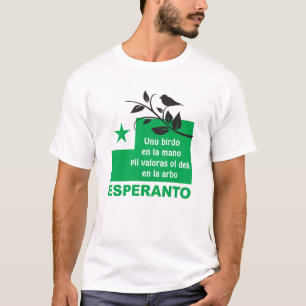 T-shirt Esperanto / "Unu birdo en la mano pli valoras...",