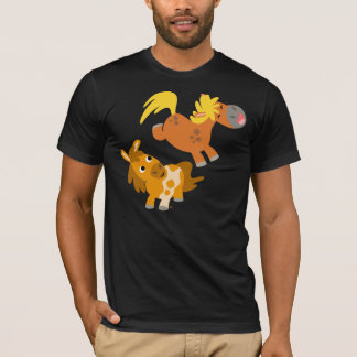 T-shirt espiègle de poneys de bande dessinée
