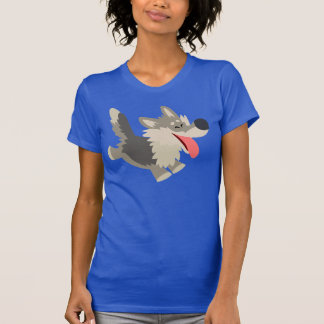 T-shirt espiègle mignon de femmes de loup de bande