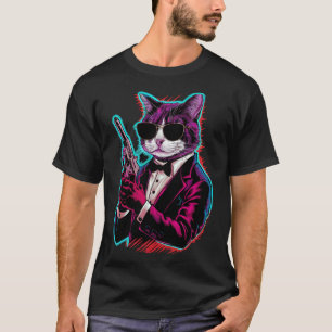 T-shirt Espion de chat Cool rétro