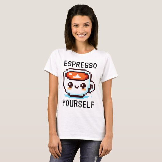 T-shirt Espresso Yourself - Drôle Pixel Art Conception Caf (Devant entier)