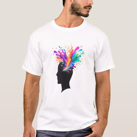 T-shirt Esprit Créatif Couleur Éclaboussure Silhouette Art (Devant)