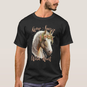 T-shirt Esprit de Cheval Coeur Sauvage Floral Ferme Animal