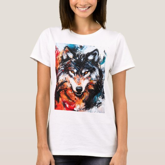 T-shirt Esprit de loup sauvage abstrait (Devant)