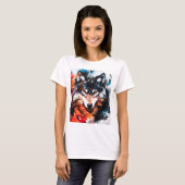 T-shirt Esprit de loup sauvage abstrait (Devant entier)