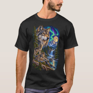 T-shirt Esprit du Nord – Famille de loups vintage