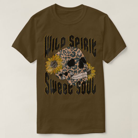 T-shirt Esprit sauvage Doux Âme Crâne Cheetah Tournesols  (Design devant)