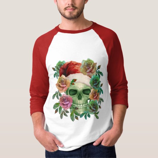 T-SHIRT ESPRIT VERT PÈRE NOËL ET FLORALE DE NOËL (Devant)