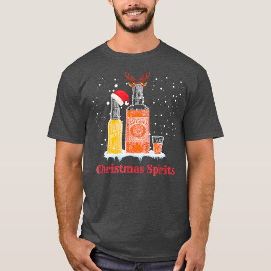 T-shirt Esprits de Noël Drôle Boire (Devant)