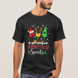 T-shirt Esprits De Noël Drôle Lunettes De Vin Noël Fêtes