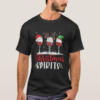 T-shirt Esprits De Noël Verre De Vin Père Noël Reindeer El