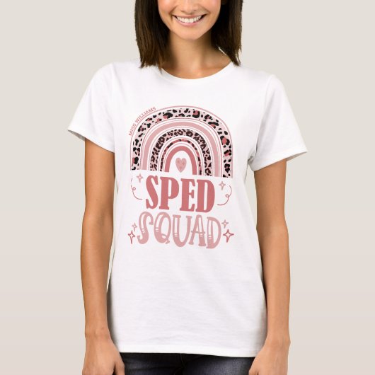 T-shirt Esquad SPED Muted Leopard rose arc-en-ciel (Devant)
