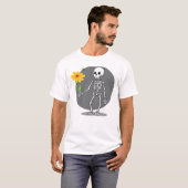 T-shirt Esqueleto divertido com sua flor amarela (Devant entier)