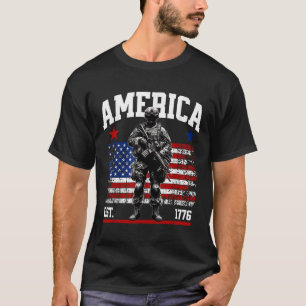 T-shirt Est 1776 Drapeau Vintage américain patriotique US
