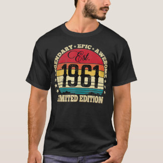 T-shirt Est 1961 Limited Edition  60th Birthday Cute Vinta