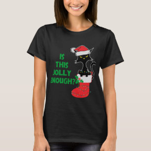 T-shirt Est-ce assez joyeux Chat Funny Feu de Noël Rouge