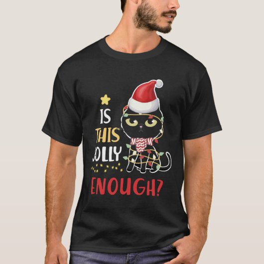 T-shirt Est-Ce Que Ce Jolly Assez Chat Noir Joyeux Noël (Devant)