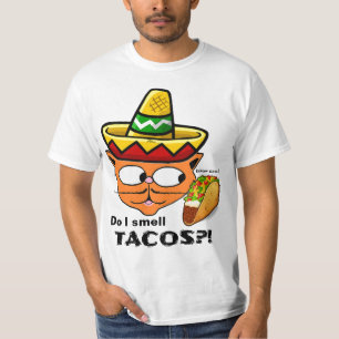 T-shirt Est-ce que je sens les tacos ?! Le chat caricatura