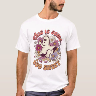T-shirt Est-ce que Some Boo Sheet Ghost Retro Flowers_1