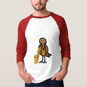 T-shirt EST l'oiseau jouant la chemise de saxophone
