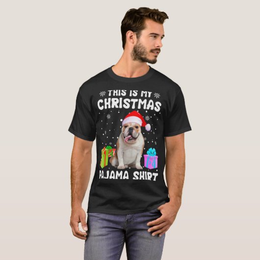 T-shirt Est Mon Noël Français Chien Chien Chien Pyjama Chi (Devant entier)