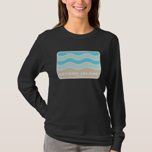 T-shirt Estero Island Florida Retro FL Waves Beach Souveni (Devant)