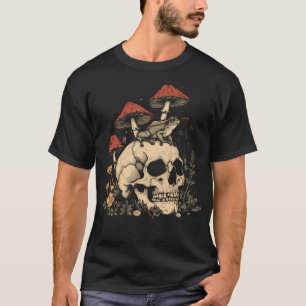 T-shirt esthétique Cottagecore Grenouille Crâne Champignon