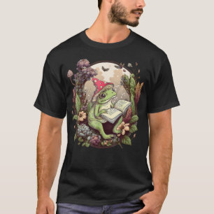 T-shirt esthétique Cottagecore Grenouille lisant un livre