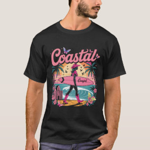 T-shirt esthétique cowgirl côtière rose cowgirl surfant su