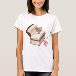 T-shirt Esthétique de livre vintage avec carte du cœur et