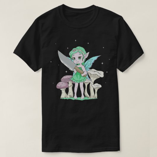 T-shirt Esthétique Fairycore Kawaii Fée Tenant Un Couteau  (Design devant)