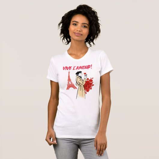 T-shirt Esthétique Fille de Paris – Conception Romantique (Devant entier)
