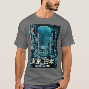 T-shirt esthétique japonaise vaporwave lune tokyo japon cé