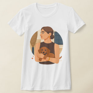 T-shirt Esthétique moderne de maman de chien avec un chiot