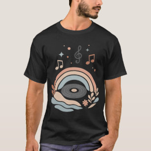 T-shirt esthétique musicale vinyle vintage avec arc-en-cie