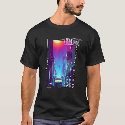 T-shirt Esthétique Otaku Vaporwave Japonaise Synthwave Rét (Devant)