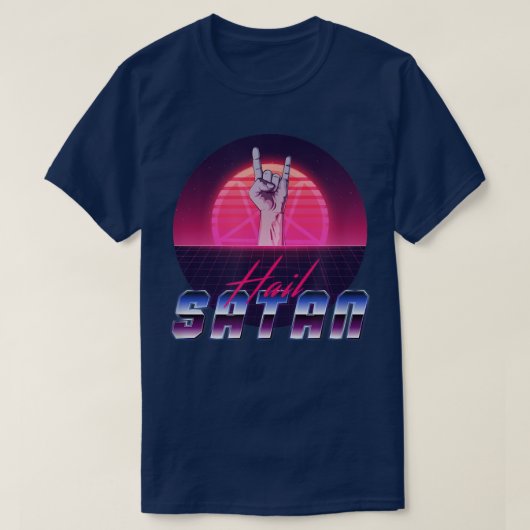 T-shirt Esthétique Synthwave Hail Satan Satanisme (Design devant)