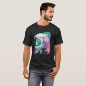 T-shirt Esthétique Vaporwave Space Cat 80s 90s Astronaut P (Devant entier)