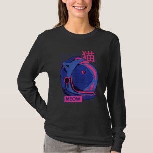 T-shirt Esthétique Vaporwave Space Cat Meow 80s 90s Aesth