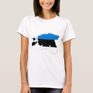 T-SHIRT ESTONIE - CARTE/DRAPEAU/COULEURS/EMBLÈME