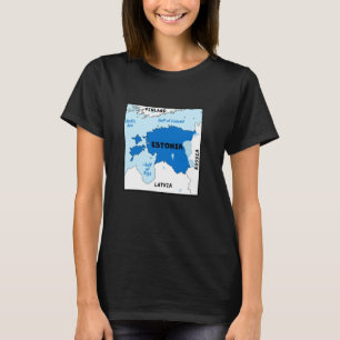 T-shirt Estonie Carte politique aux couleurs du drapeau. V