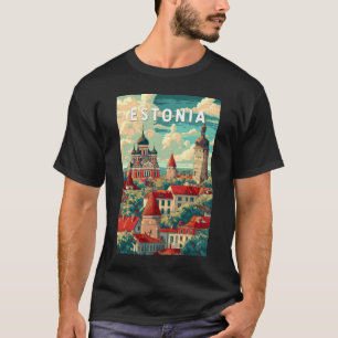 T-shirt Estonie Illustration Travel Art Vintage